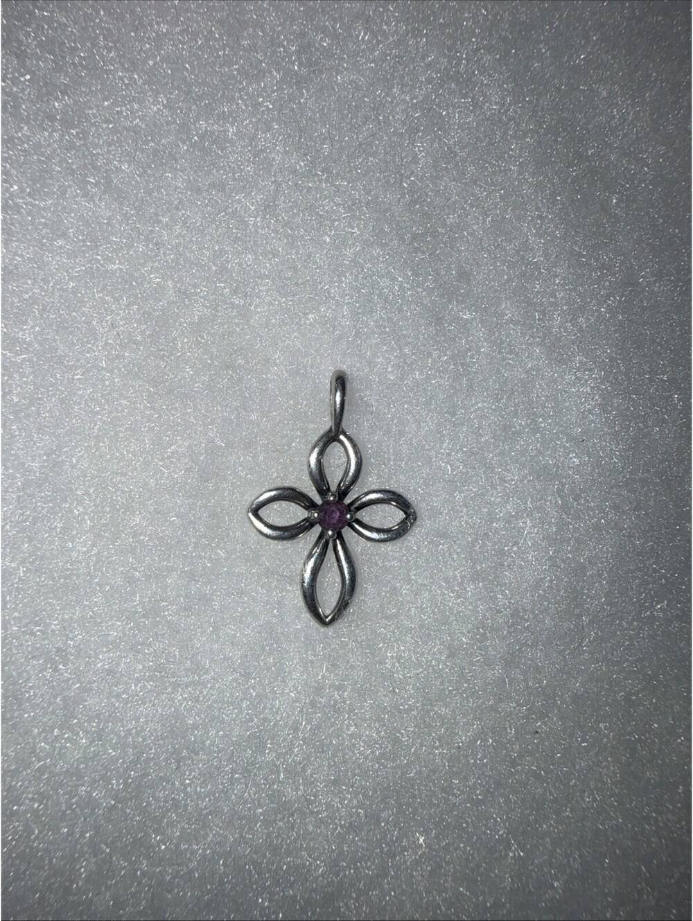 James Avery Sterling Silver Purple Sapphire Birthstone Remembrance Cross Pendant